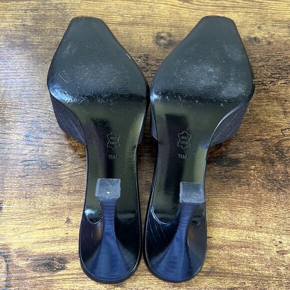 Nolan Belk Black Striped Large Button “Zachary” Fabric Upper Mules - Picture 10 of 11